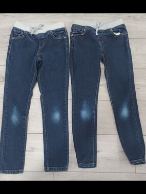 Cat & Jack Dark Blue Girls' Pull-On Jeggings with Light Gray Waistband